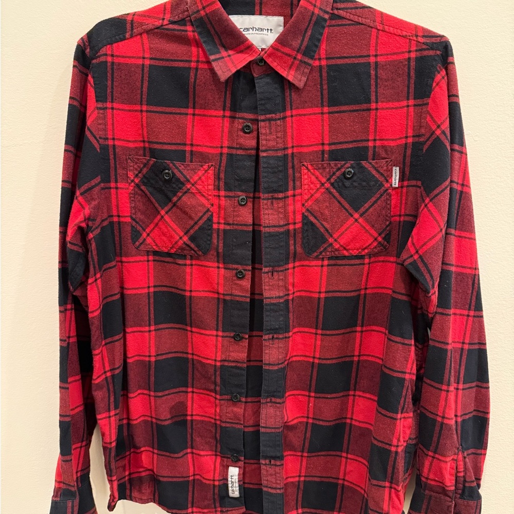 Carhartt WIP Red and Black Plaid Casual Shirt